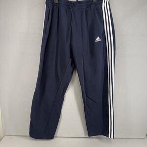 adidas essential 3 stripe pants Navy Blue With White Stripes 2XL